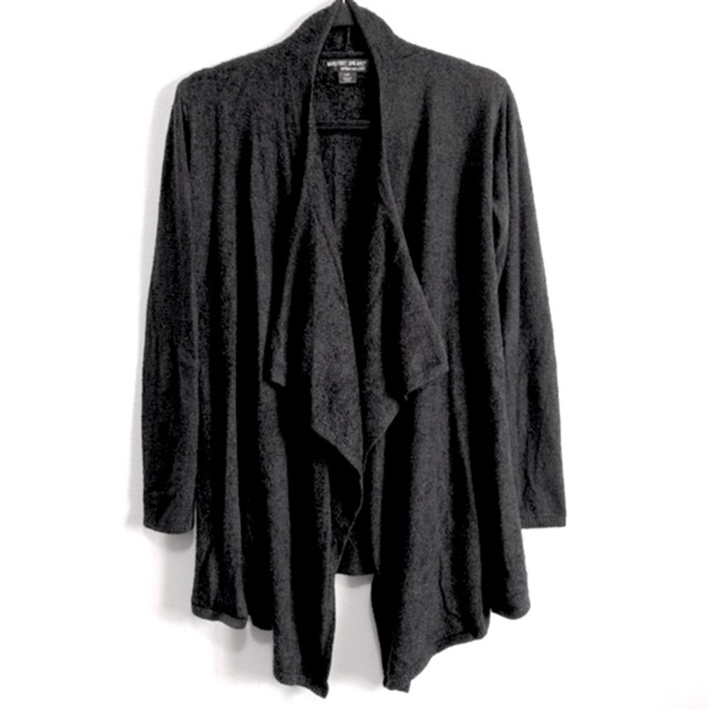Barefoot Dreams Black Bamboo Chic Lite Knit Open Draped Cardigan